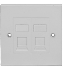 BNET 2 PORT FACEPLATE STRAIGHT OUTLET WHITE FOR RJ45 KEYSTONE MODULE UTP-FTP/STP BRITISH STANDARD (WITHOUT MODULES)