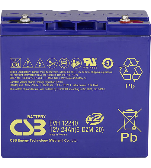 CSB Battery 12V 24AH - Electric Vehicles Model : EVH12240