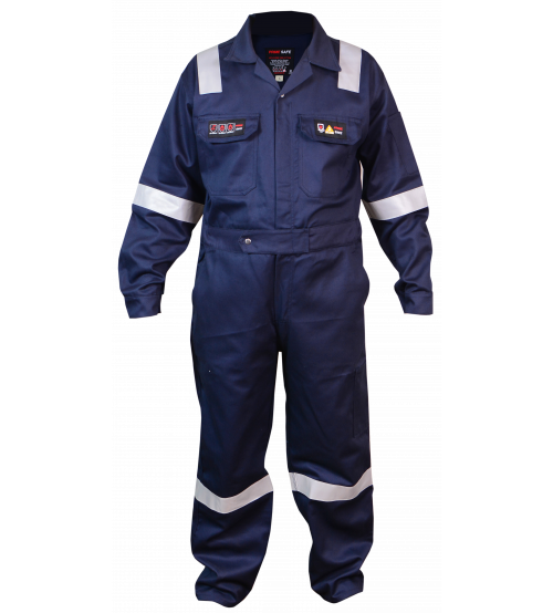 FR Coverall 100% cotton 280gsm Dark Blue with Non FR reflector (size M)