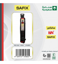 SAUDI MADE SAFIX ELECTRICAL EXTENSION 5 SOCKETS, 5 YARD CABLE WITH PLUG, 1 SWITCH,  BLACK COLOR