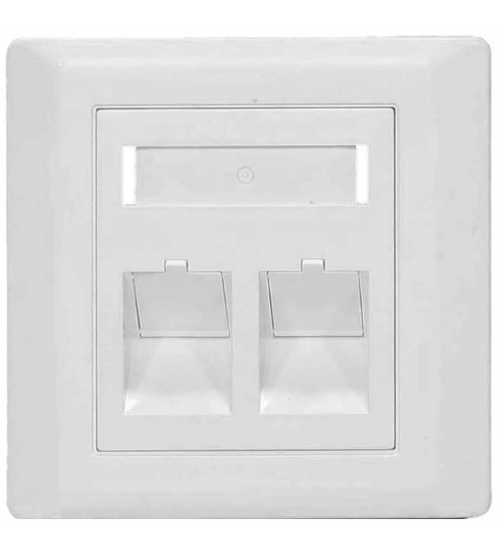 BNET 2 PORT FACEPLATE ANGLED OUTLET WHITE FOR RJ45 KEYSTONE MODULE UTP-FTP/STP BRITISH STANDARD (WITHOUT MODULES)